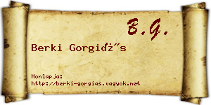 Berki Gorgiás névjegykártya